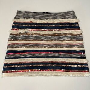 Anthropologie Moulinette Soeurs Erine fringe sequin mini skirt‎ size Medium